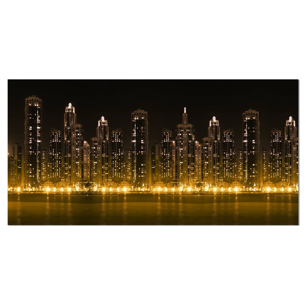 Designart - Modern City with Illuminated Skyscrapers - Cityscape Canvas Print